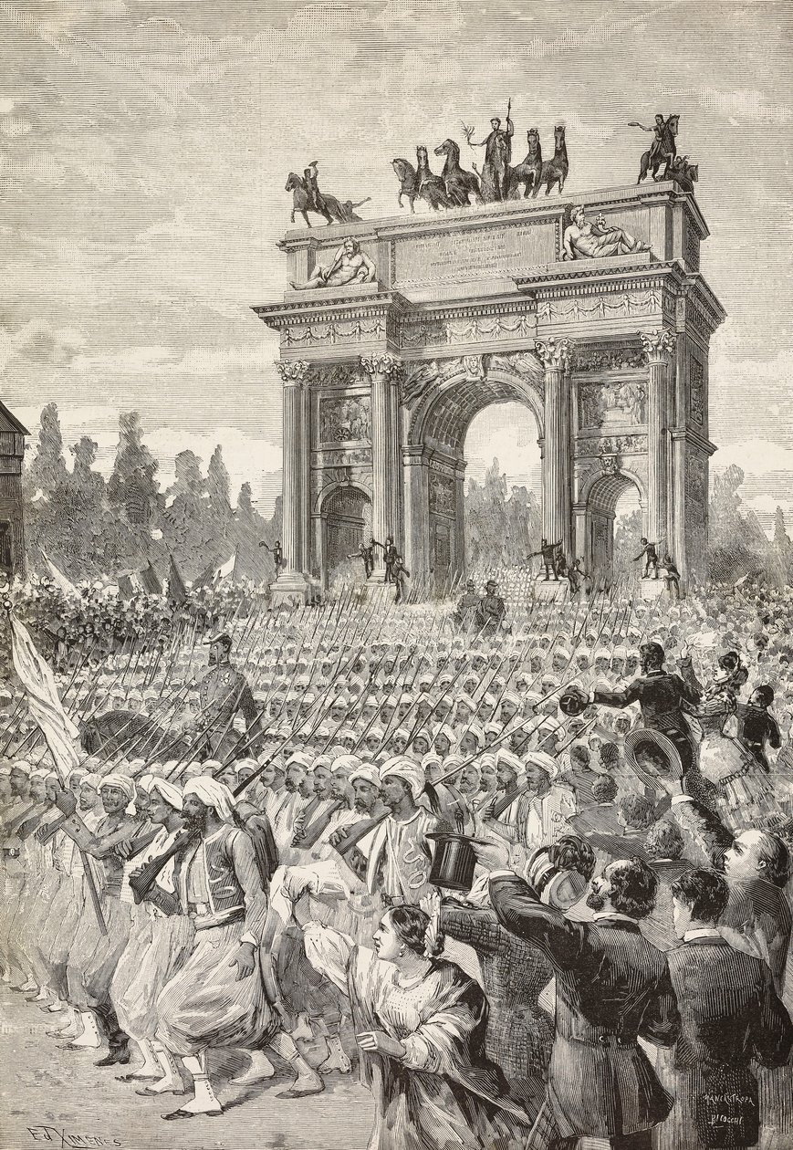 Troupes alliées entrant à Milan par l