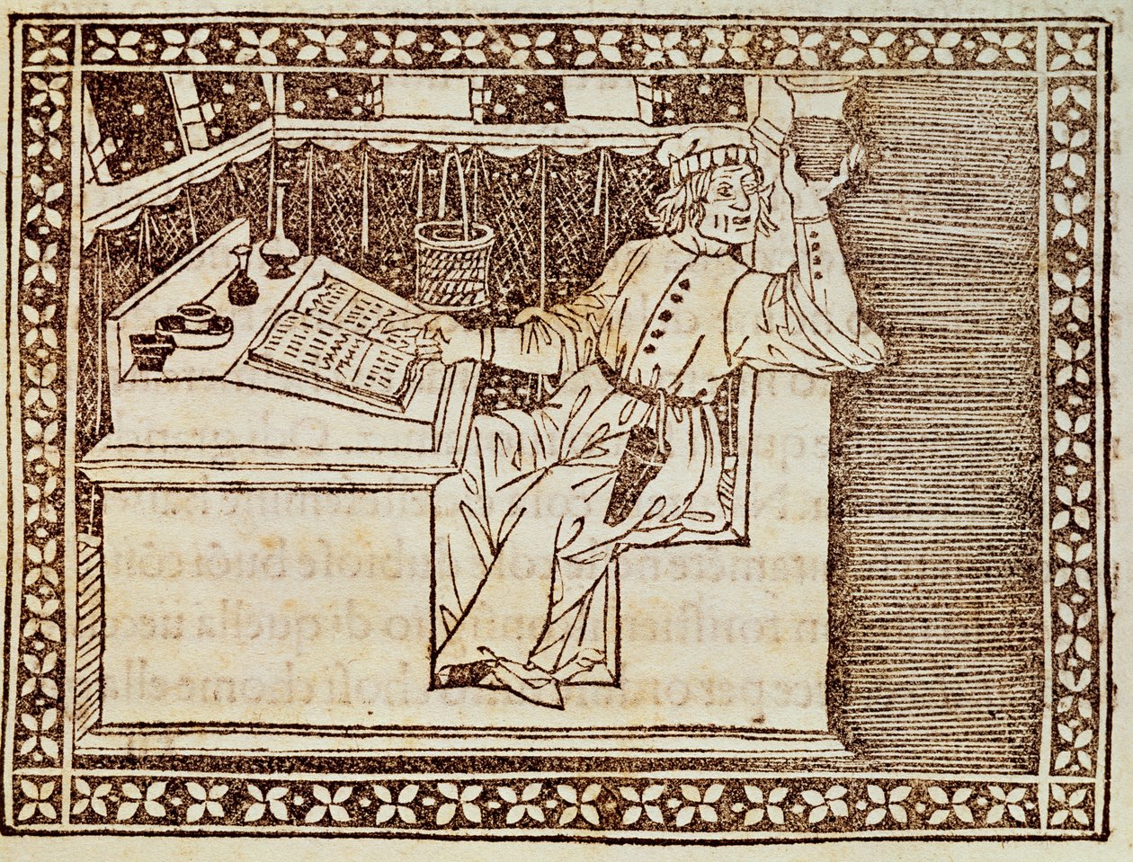 Praticien apothicaire, gravure florentine du Livre des Échecs - Italian School