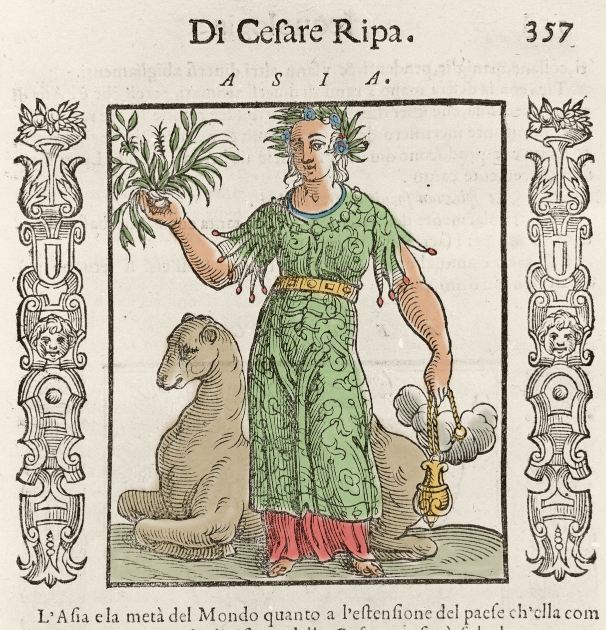 Allégorie asiatique avec un chameau. Gravure de "Iconologia" de Cesare Ripa (vers 1550-1622) - Italian School