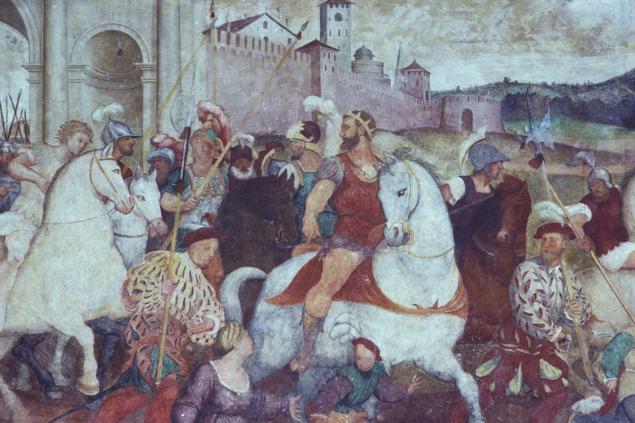 Scène de bataille devant les murs de la ville, vers 1460 - Italian School