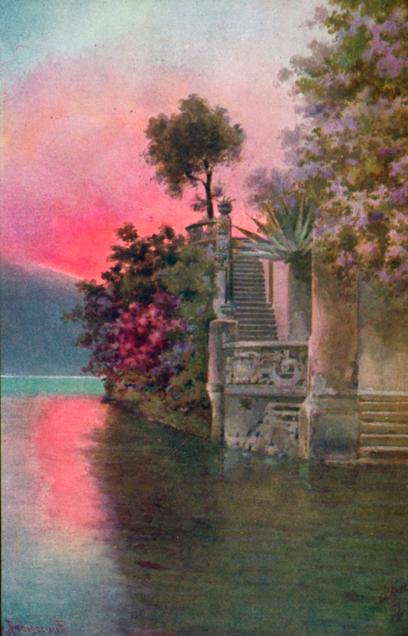 Bellagio, Lac de Côme, Italie (lithographie couleur) - Italian School