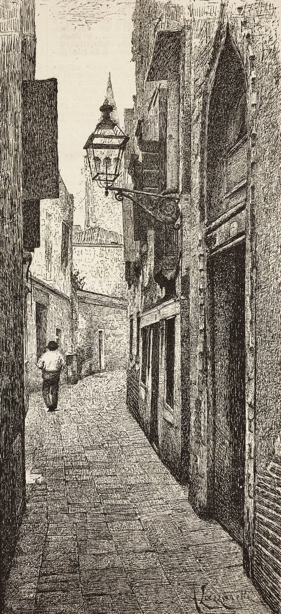 Maison de Carlo Goldoni à Venise, Italie, gravure d