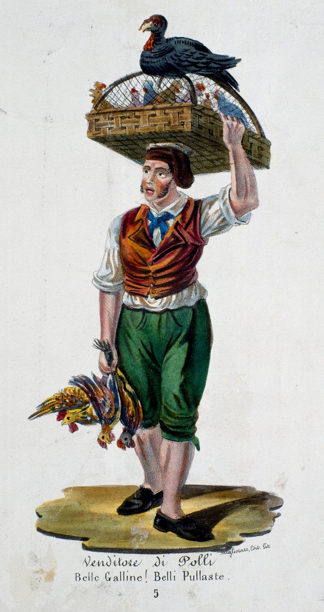 Vendeur de poulets, Italie - Italian School