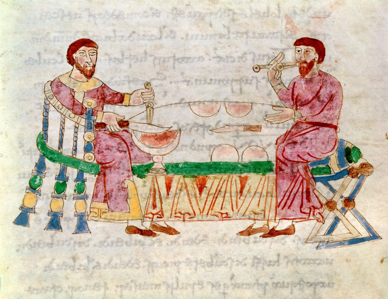 Codex 132 Livre 22 Chap.1 Le Repas, de De Universo par Raban Maur (c.780-856) 1023 - Italian School