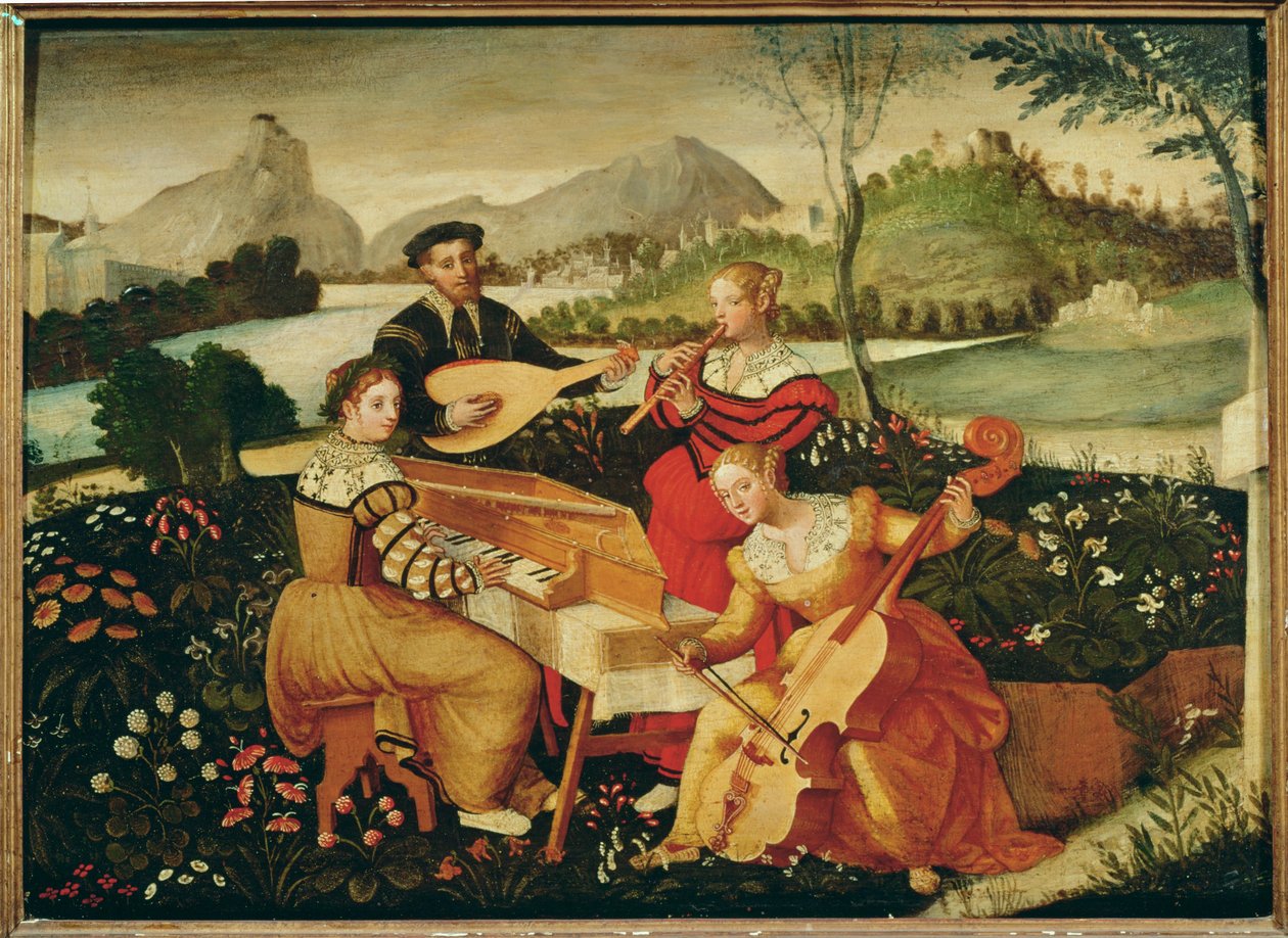 Concert à la campagne : musique instrumentale ... (peinture sur toile) - Italian School