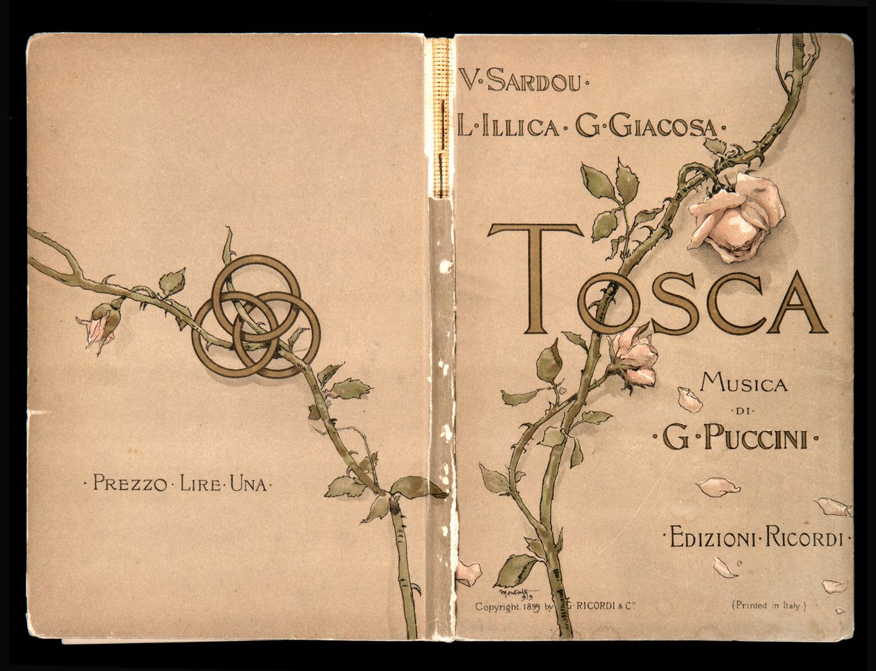 Couverture, Libretto della Tosca par Giacomo Puccini, Édition Ricordi, Italie - Italian School