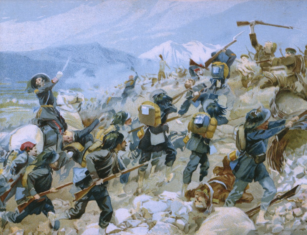 Guerre de Crimée et bataille de la Tchernaïa, 16 août 1855, illustration d