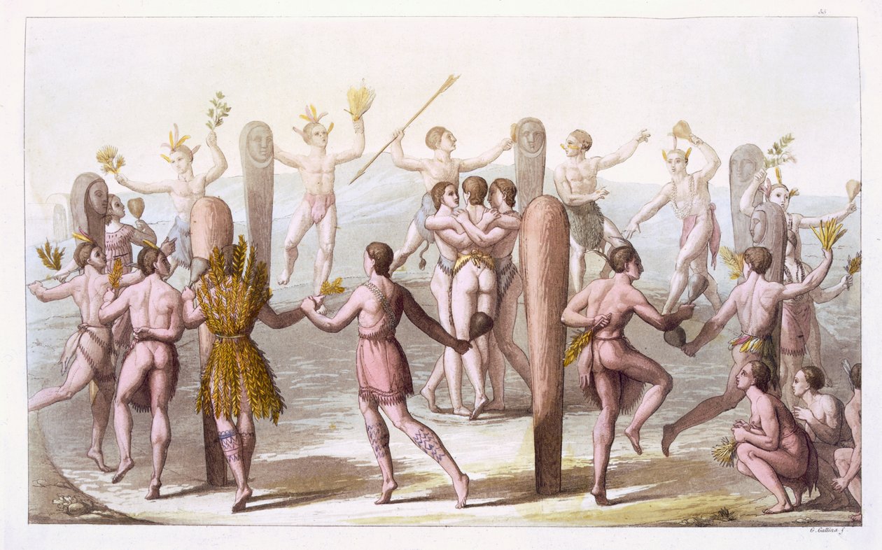 Danses des habitants natifs de Virginie, c.1820 - Italian School