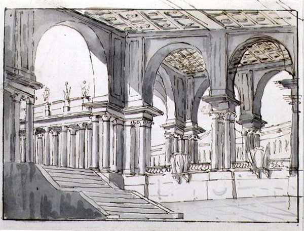 Conception pour un décor de scène néoclassique - Italian School