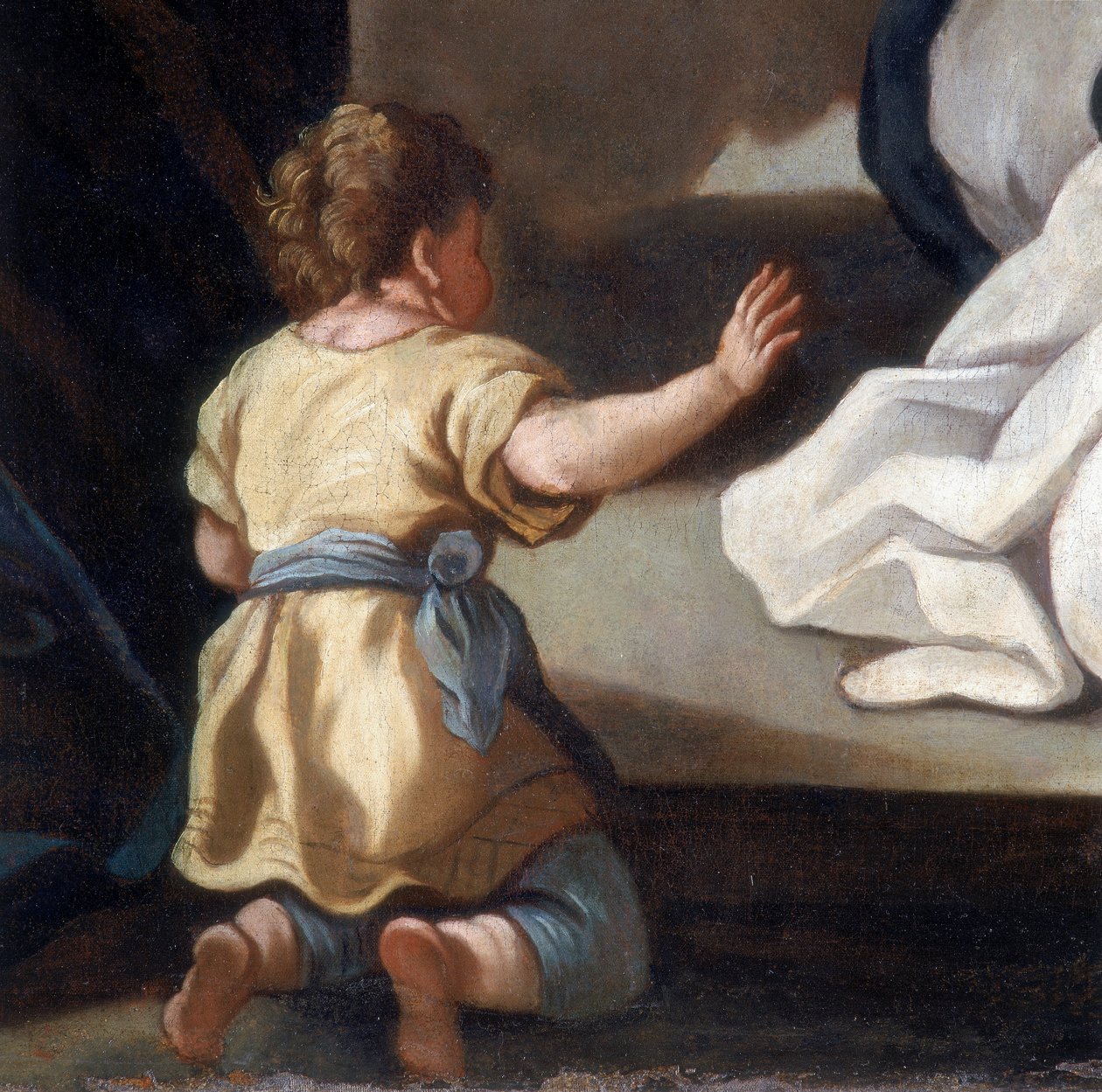 Détail de la peinture représentant la Madone du Rosaire avec les saints Dominique et Catherine de Sienne - Italian School