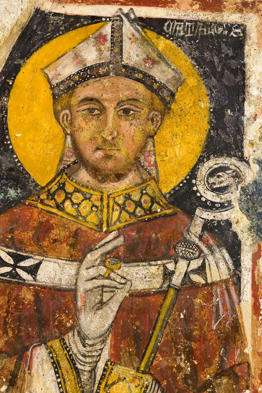 Détail du triptyque représentant San Cataldo, crypte de la cathédrale - Italian School