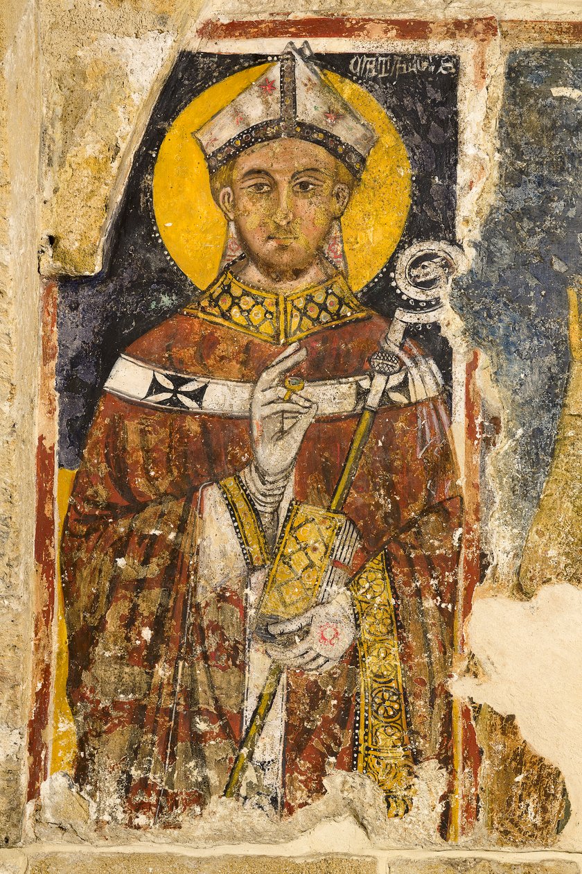 Détail du triptyque représentant San Cataldo, crypte de la cathédrale - Italian School