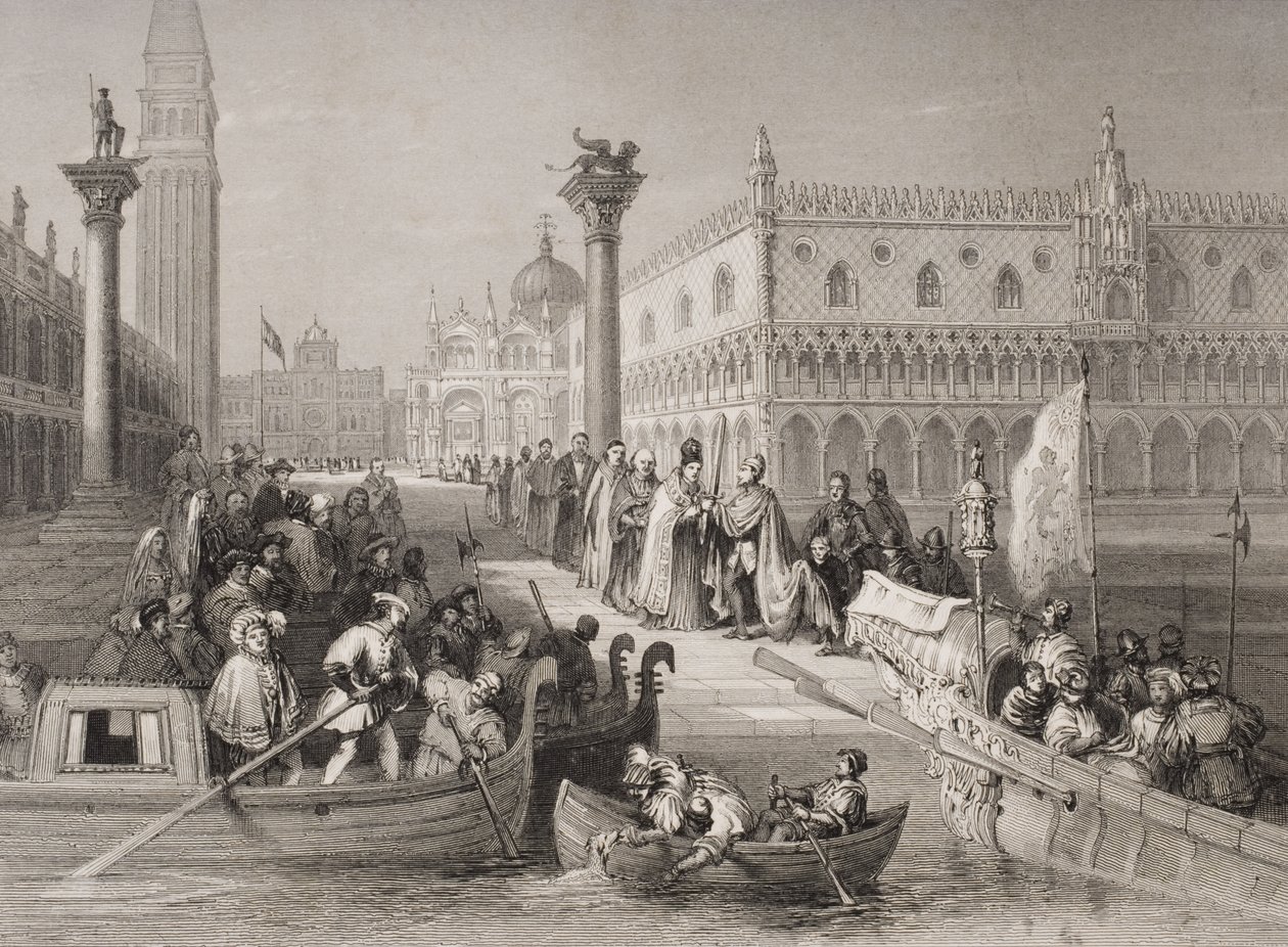 Embarquement du Doge, Venise, gravé par Challis - Italian School