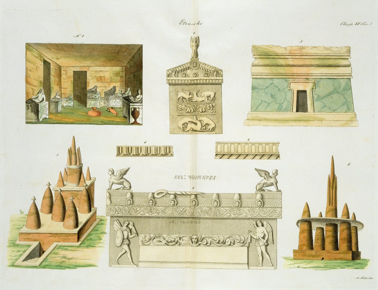 Sarcophages et sépulcres étrusques, planche 7, classe 6 de la partie I de L