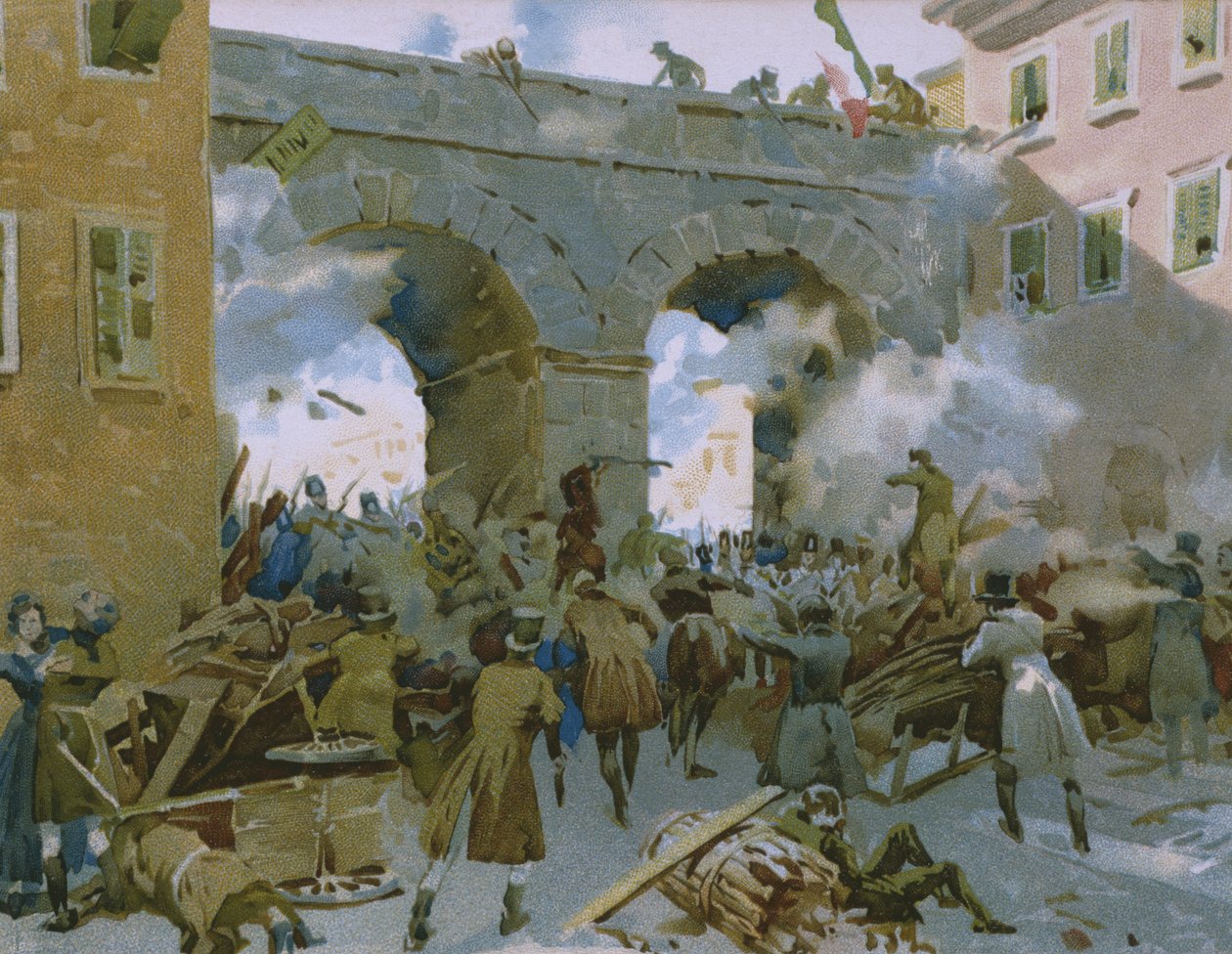 Événements du 18 au 22 mars 1848, les Milanais chassant les Autrichiens, illustration d
