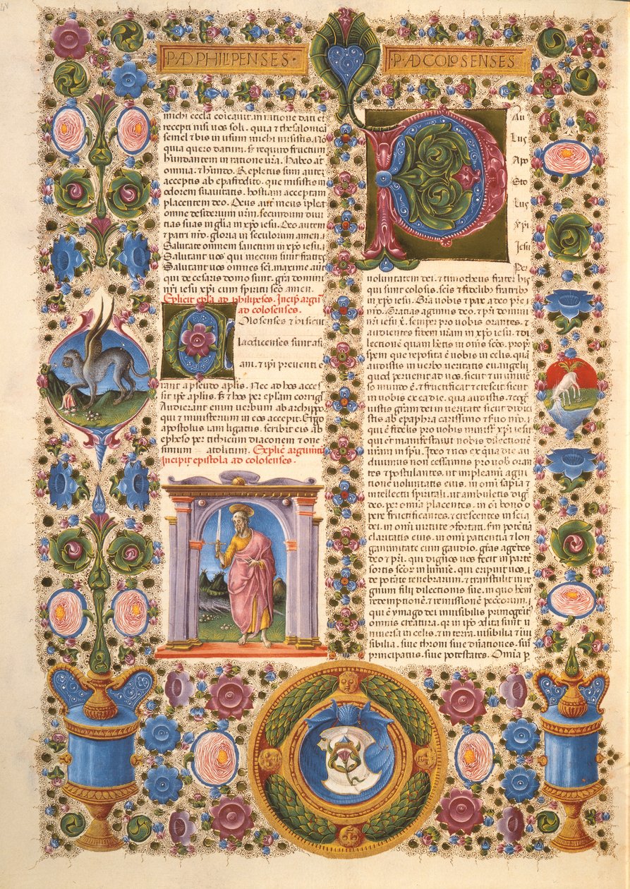 Fol.204v Lettre de Saint Paul aux Colossiens, de la Bible Borso d