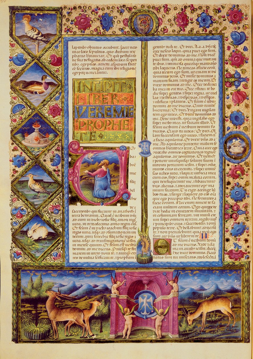 Fol.25v Ouverture du livre de Jérémie, de la Bible Borso d