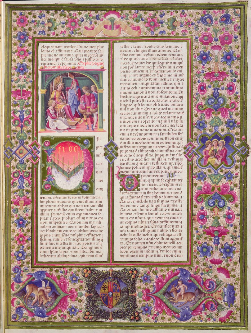 Ouverture du Livre de la Sagesse, de la Bible Borso d