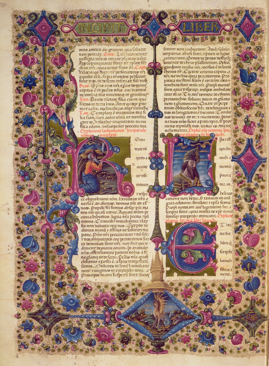 Ouverture du livre du prophète Baruch, de la Bible Borso d
