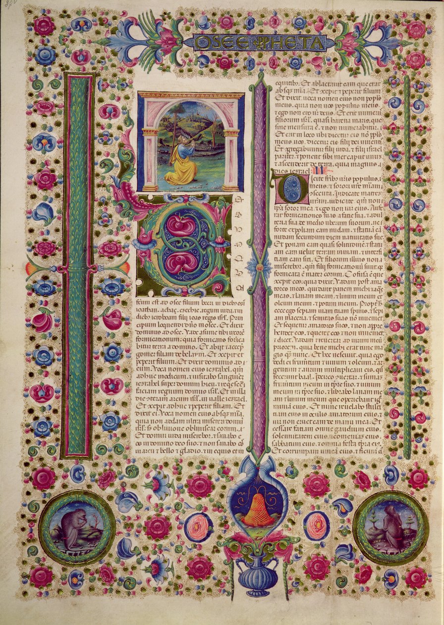 Fol.87v Ouverture du livre du prophète Osée, de la Bible Borso d