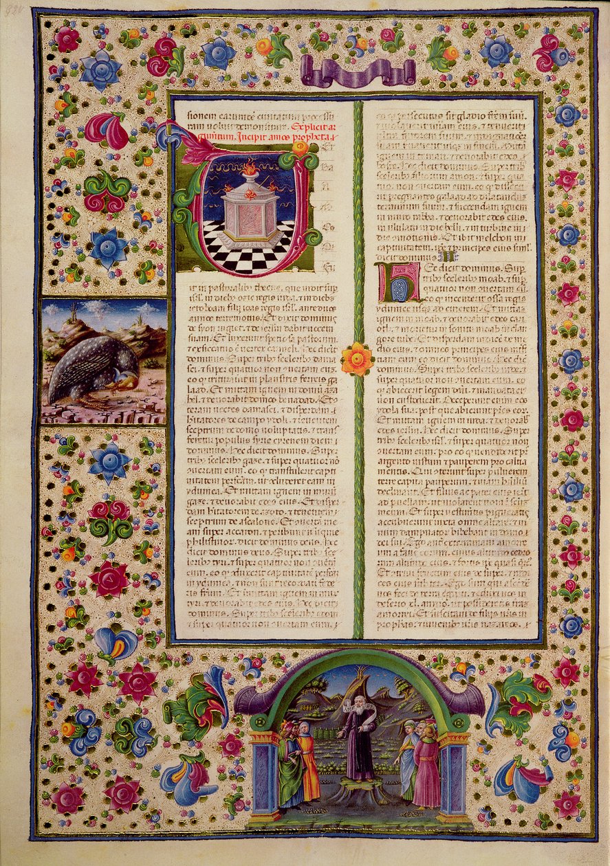 Ouverture du livre du prophète Amos, de la Bible de Borso d