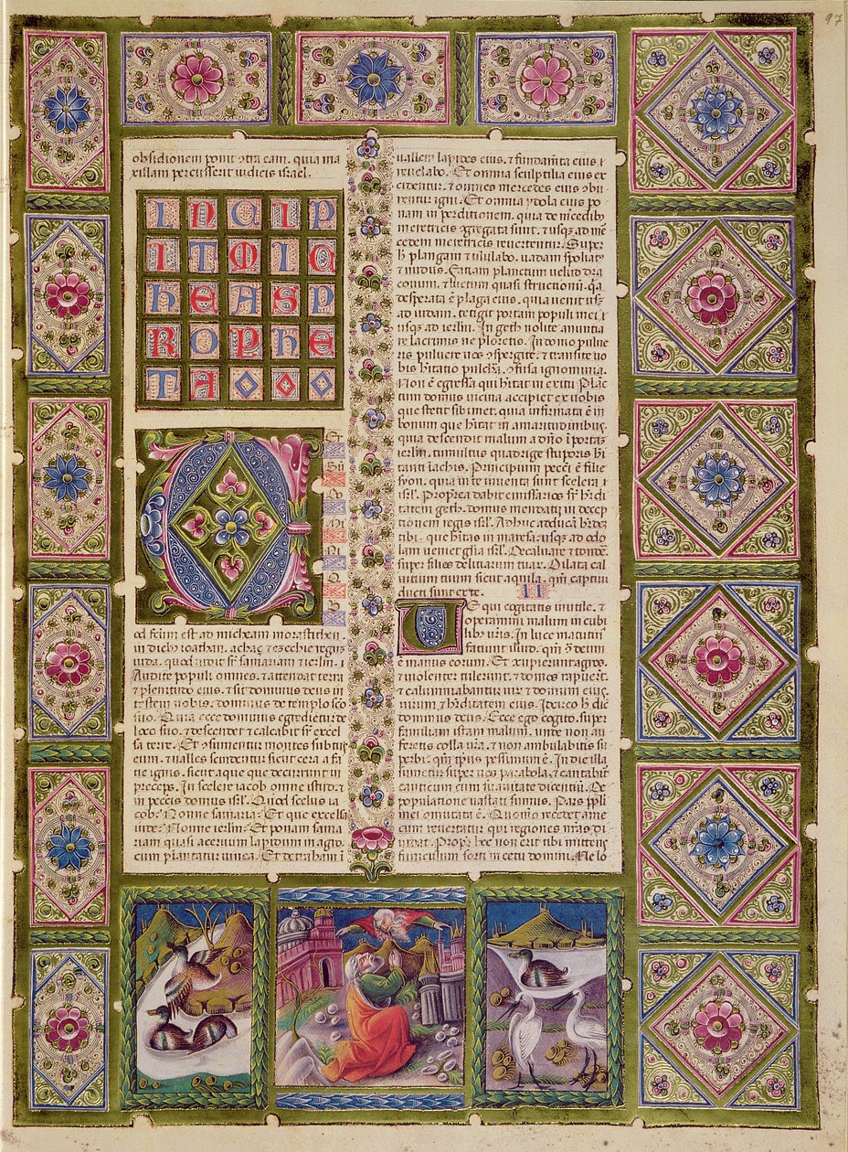 Ouverture du livre du prophète Michée, de la Bible Borso d