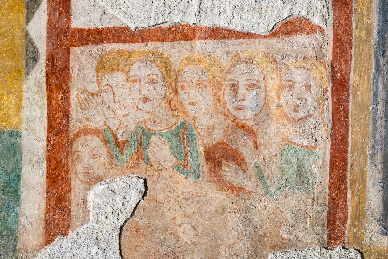 Fresque - groupe de fidèles - Italian School