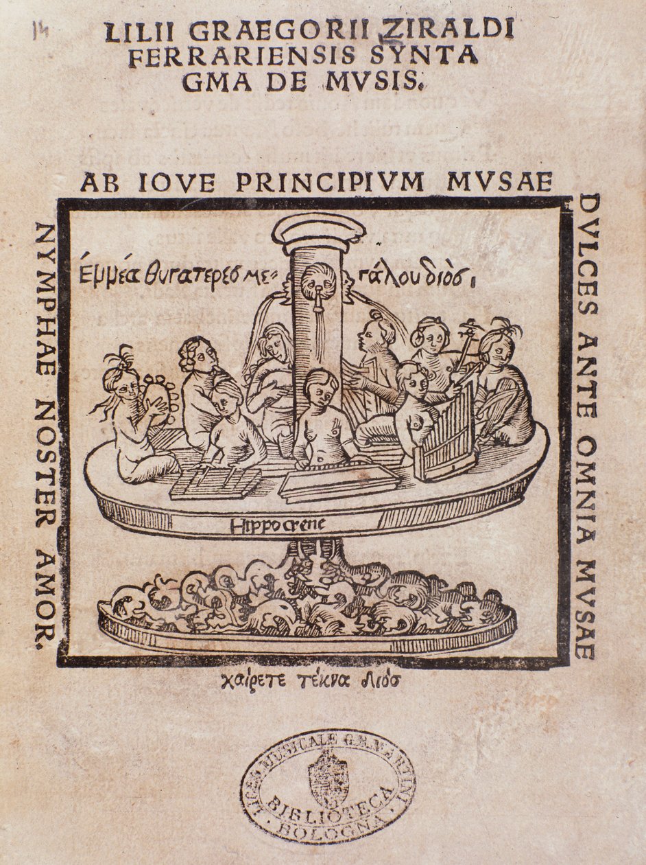 Frontispice de Lilii Graegorii Ziraldi Ferrariensis Syntagma De Mvsis par Giglio Gregorio Giraldi - Italian School