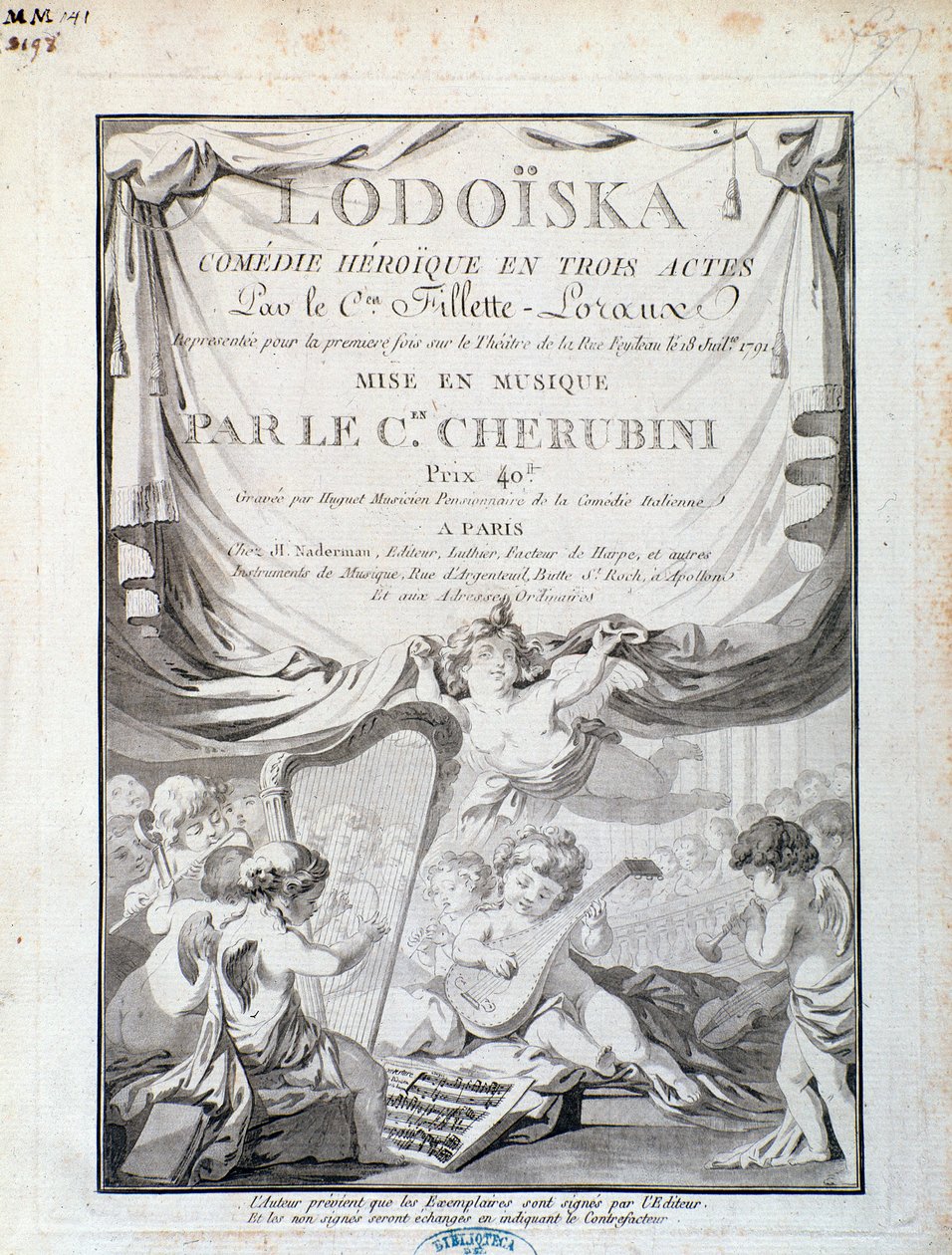 Frontispice de Lodoiska, opéra de Luigi Cherubini - Italian School
