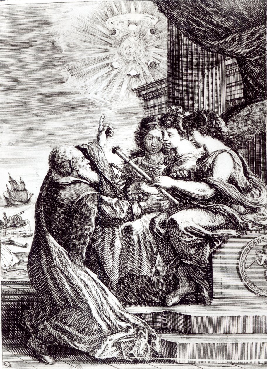 Frontispice de Opere di Galileo Galilei, publié à Bologne en 1656 - Italian School