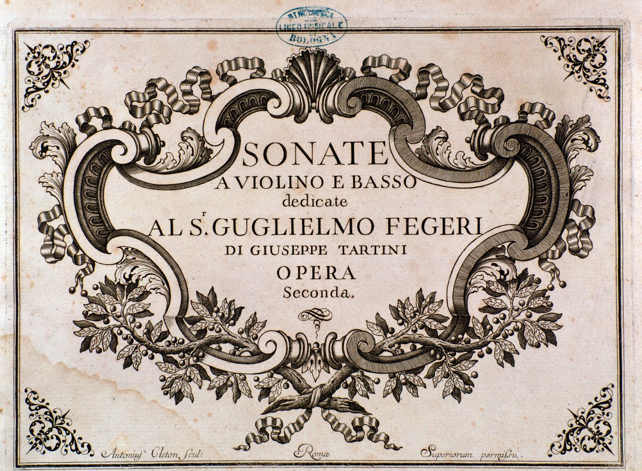 Frontispice de la partition musicale pour Sonates par Giuseppe Tartini - Italian School