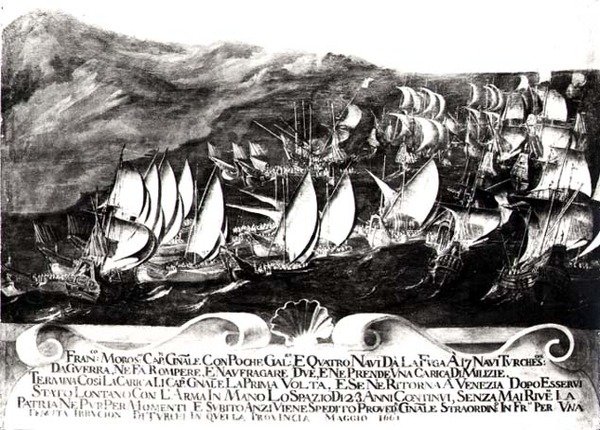 Le général Francisco Morosini (1618-94) et la flotte vénitienne lors d