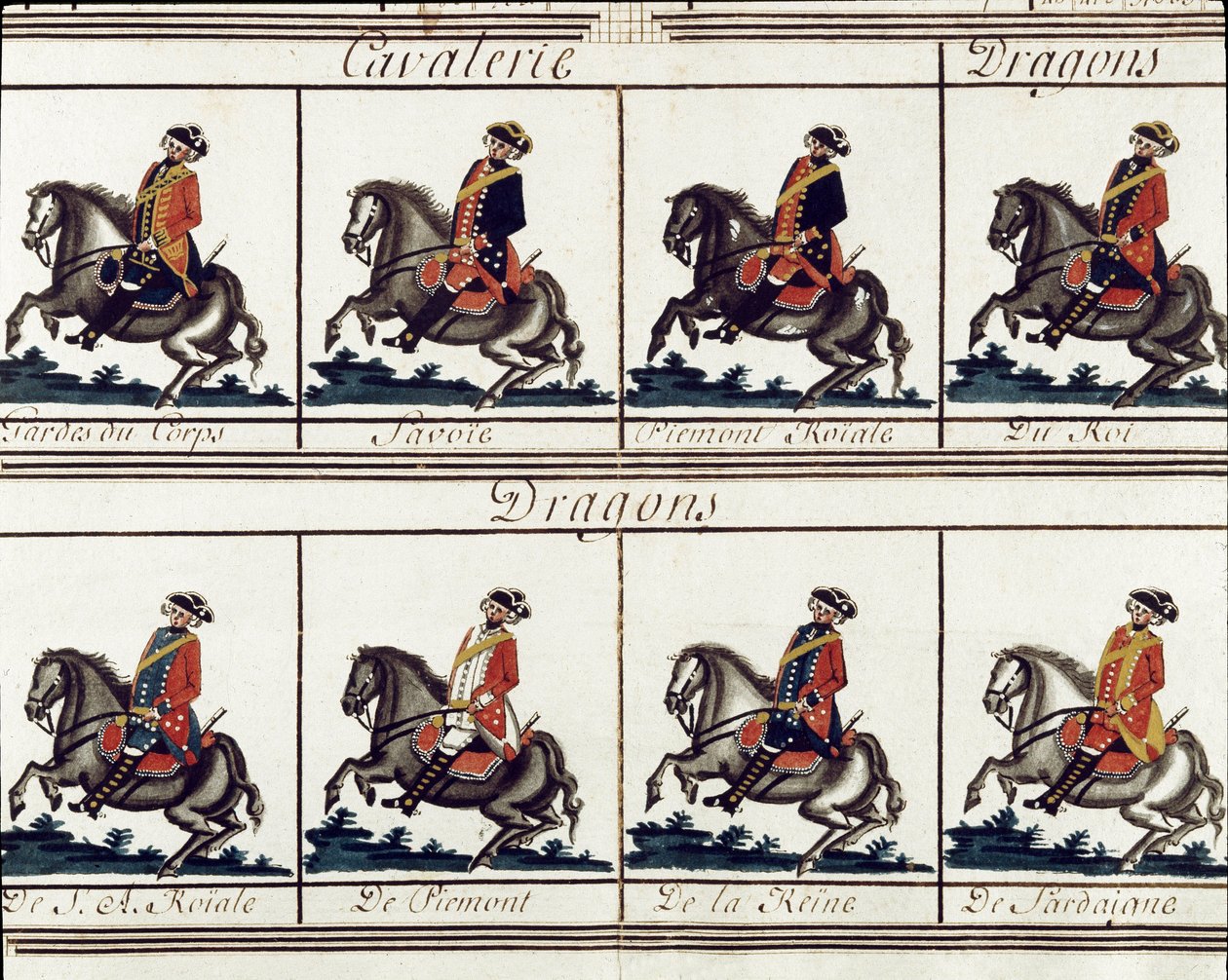 Vue générale des troupes du roi Victor-Amédée III de Sardaigne en 1780 (détail) - Italian School