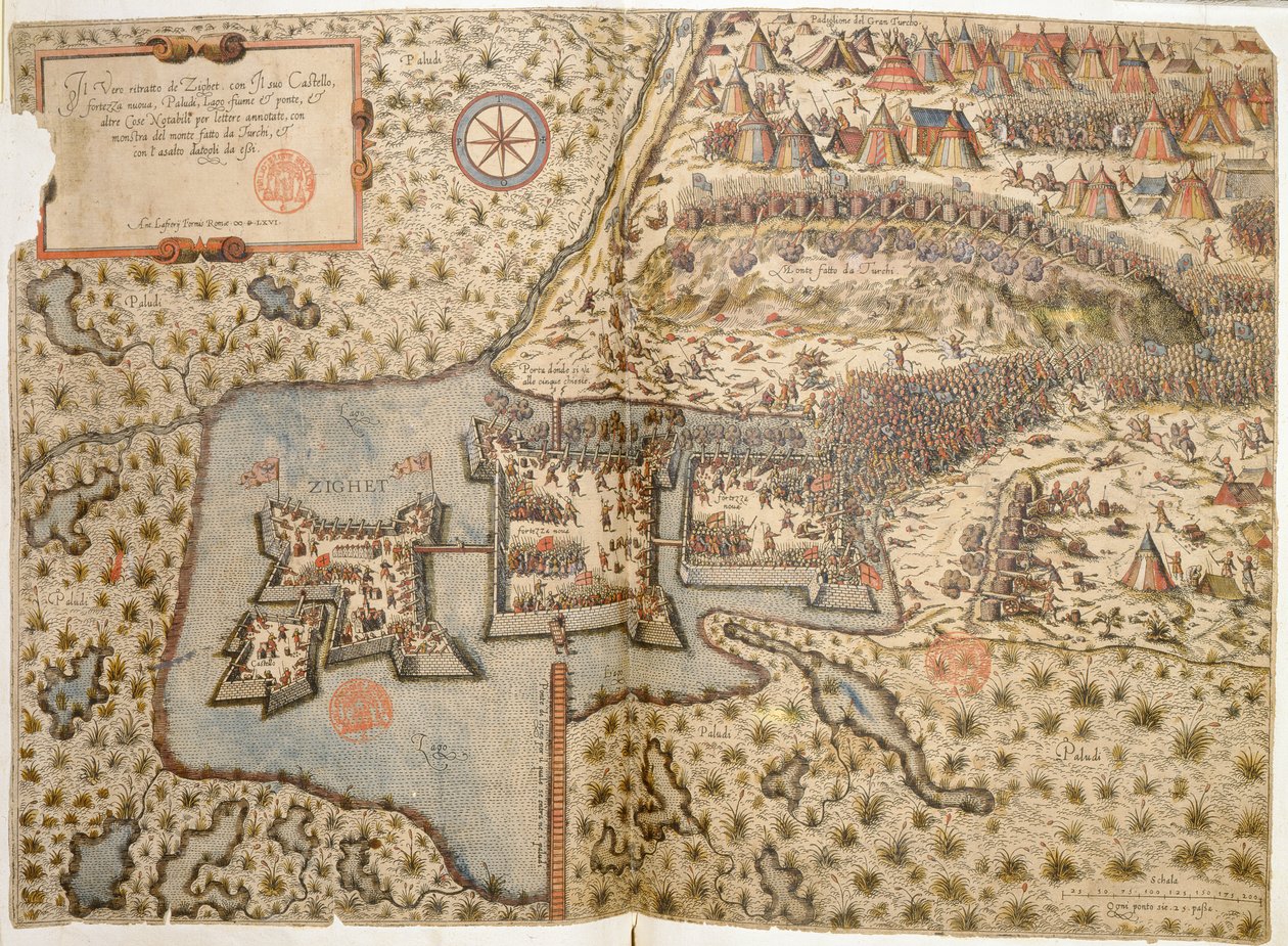 Vue générale de la bataille de Szigetvar, 1566 - Italian School