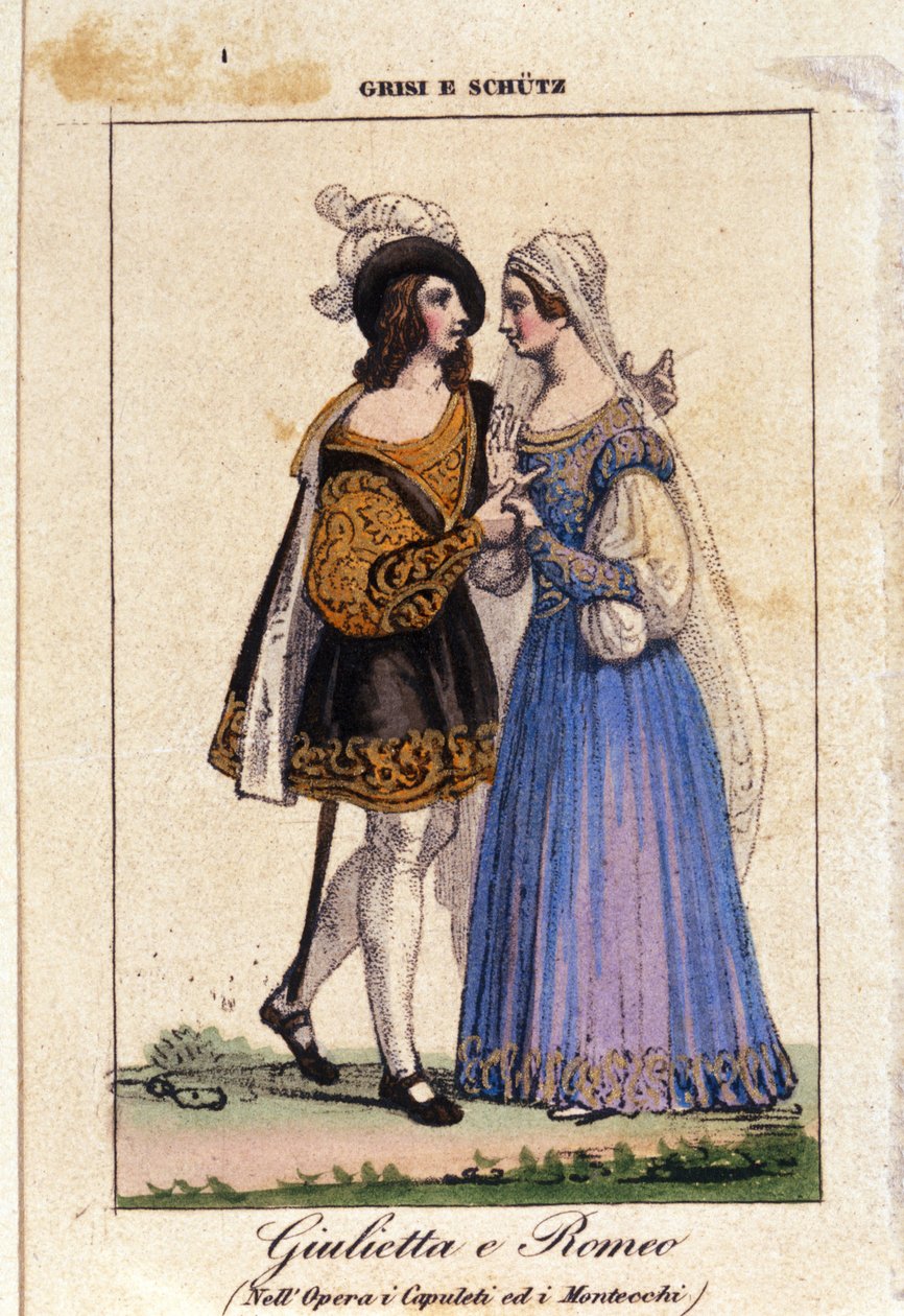 Giulia Grisi et Schutz interprétant Roméo et Juliette dans « I Capuleti e i Montecchi » (Les Capulet et les Montaigu) de Vincenzo Bellini - Italian School