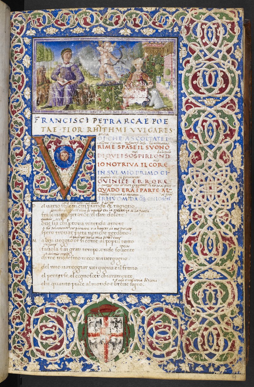 Miniature de Pétrarque et Laura, avec l