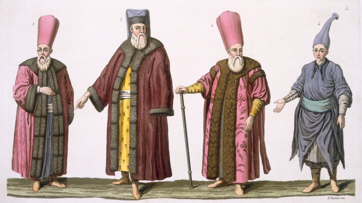 Chef huissier du harem, capitaine des huissiers du harem, huissier du harem et page, planche 3 de la Partie III, Volume I de L