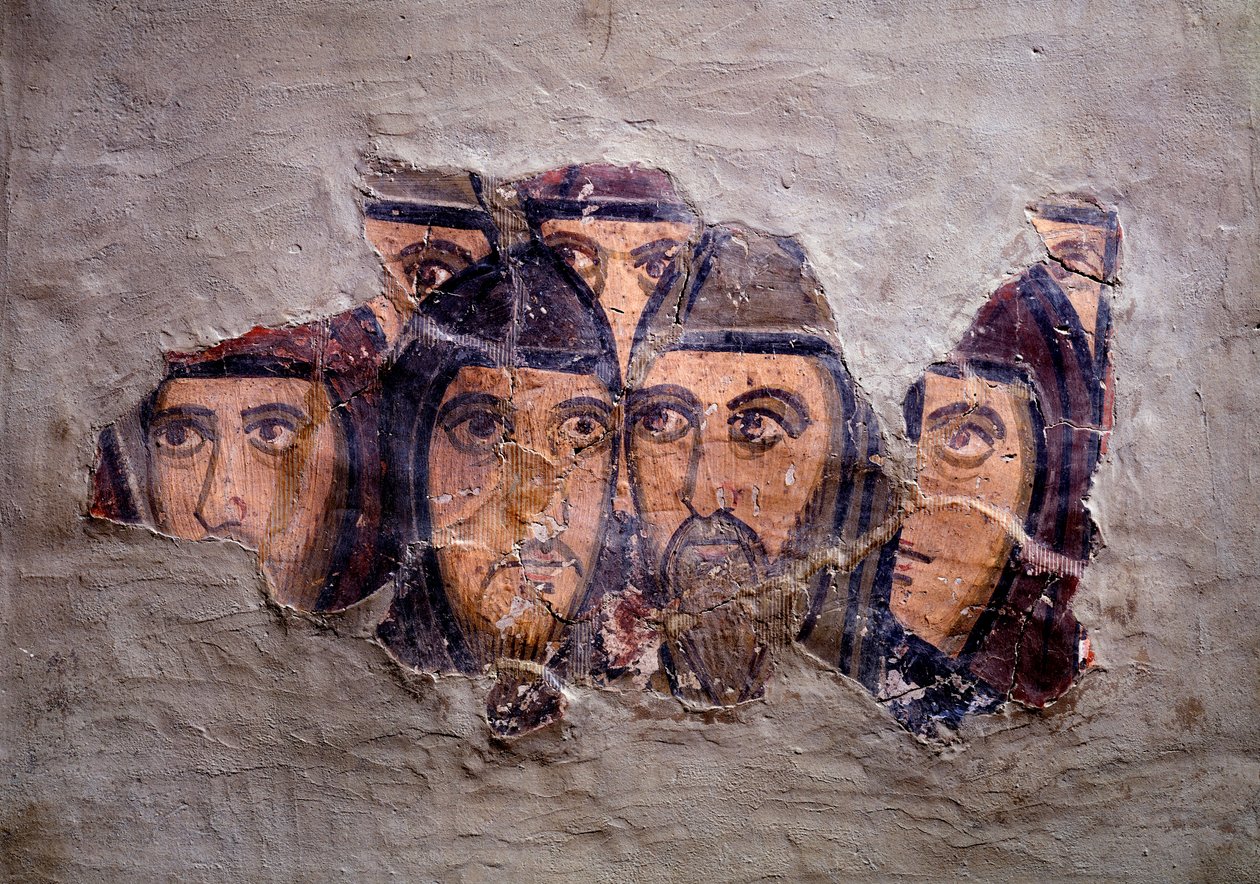Têtes de moines orientaux. Fresque de l