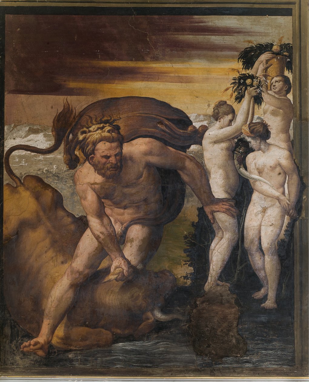 Hercule tuant le taureau crétois, de la Chambre Jaune, Rocca Meli Lupi, Soragna, Parme - Italian School