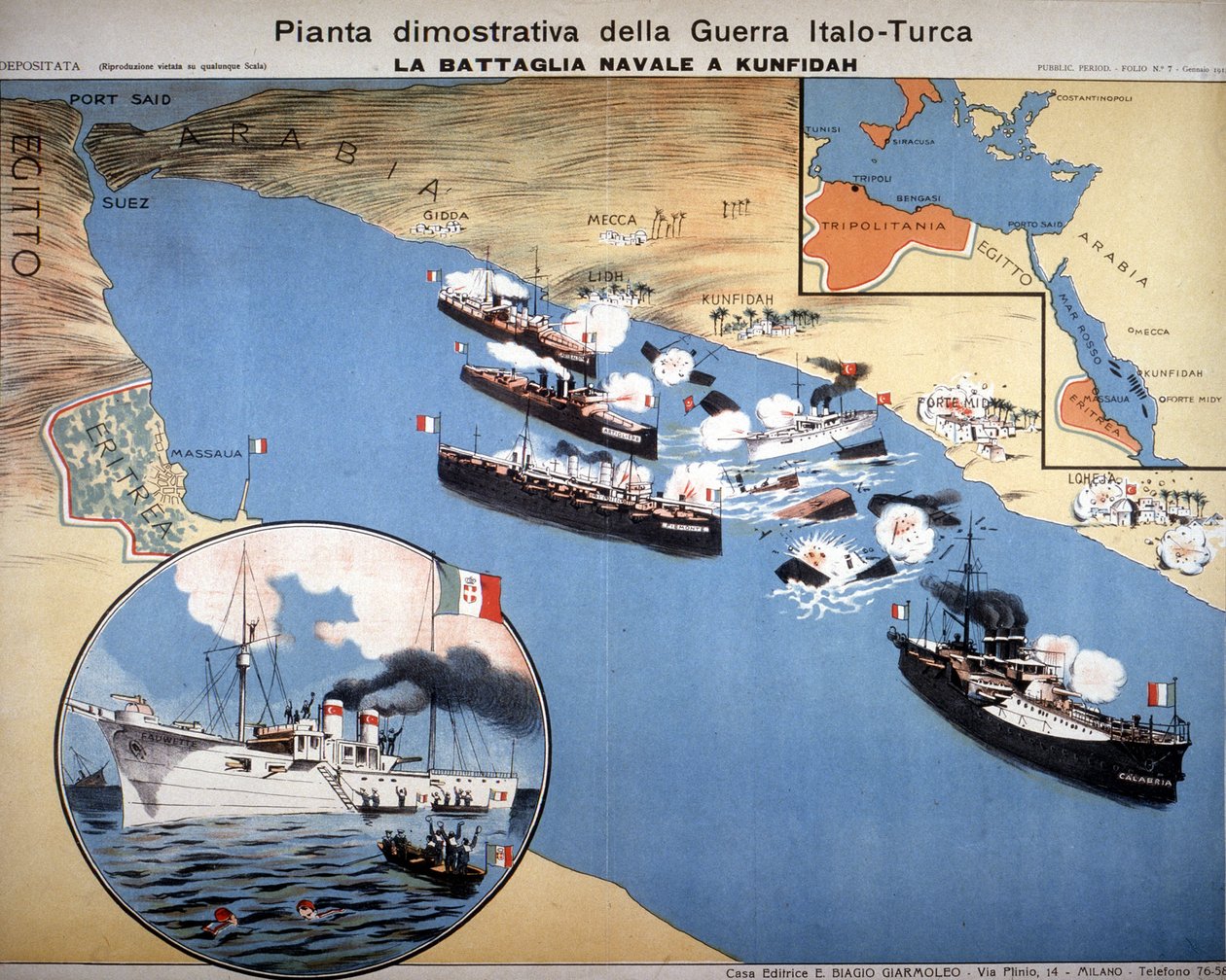 Guerre italo-turque : bataille navale à Kufindah, près de la mer Rouge - Italian School