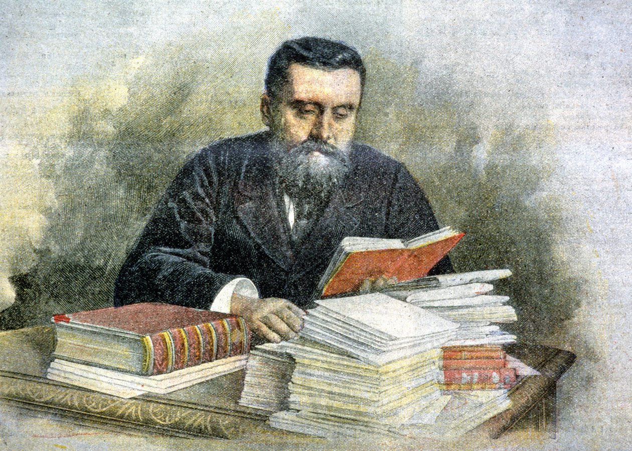 Jean Jaurès à son bureau de lecture (1859 - 1914) - in "La Tribuna illustrata" - Italian School