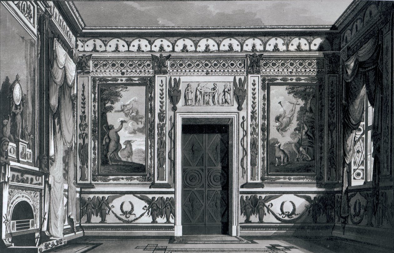 Grand salon grec, de Décorations architecturales par Gaetano Landi, 1810 - Italian School