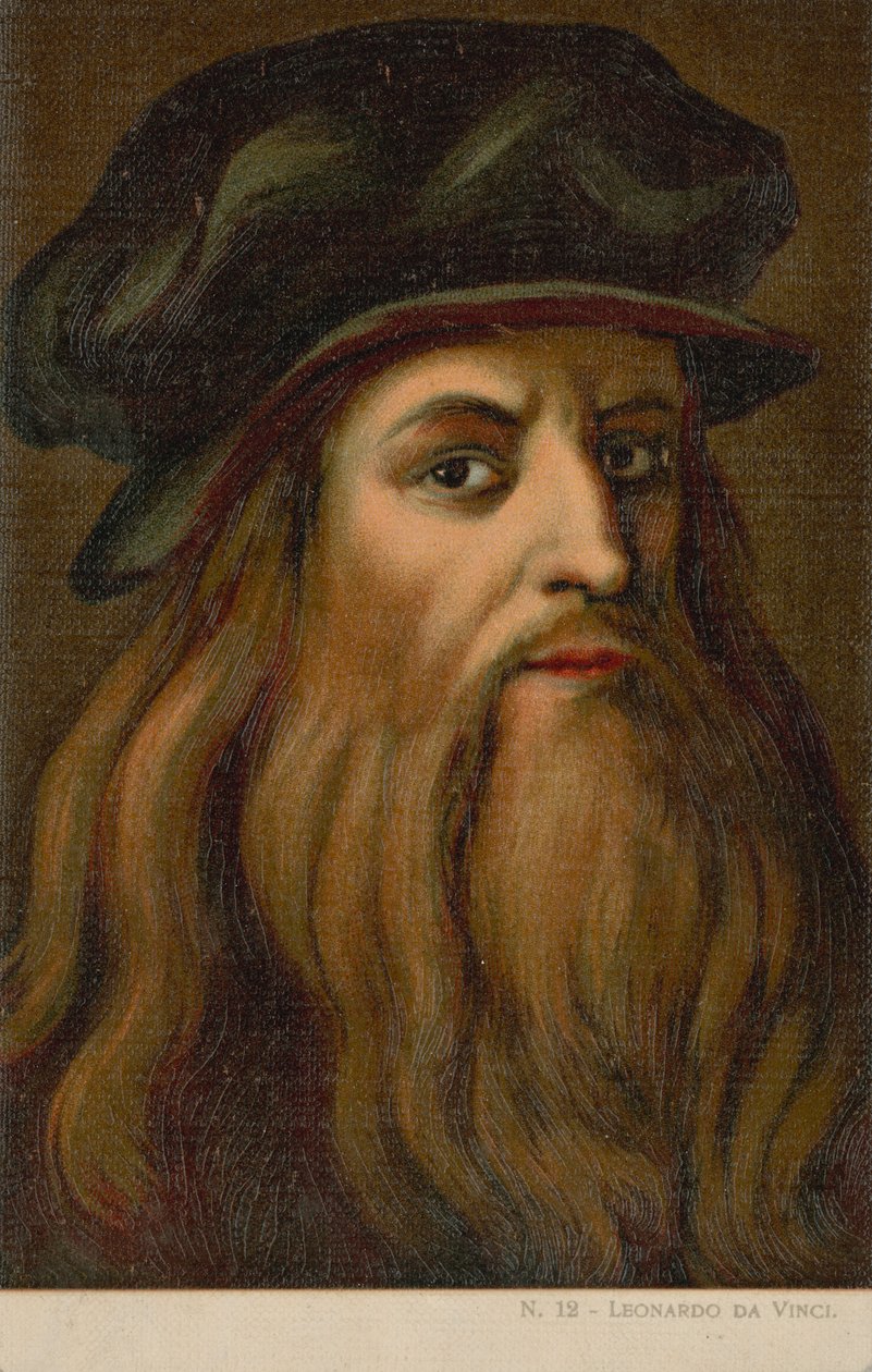 Léonard de Vinci, artiste et scientifique italien (chromolitho) - Italian School