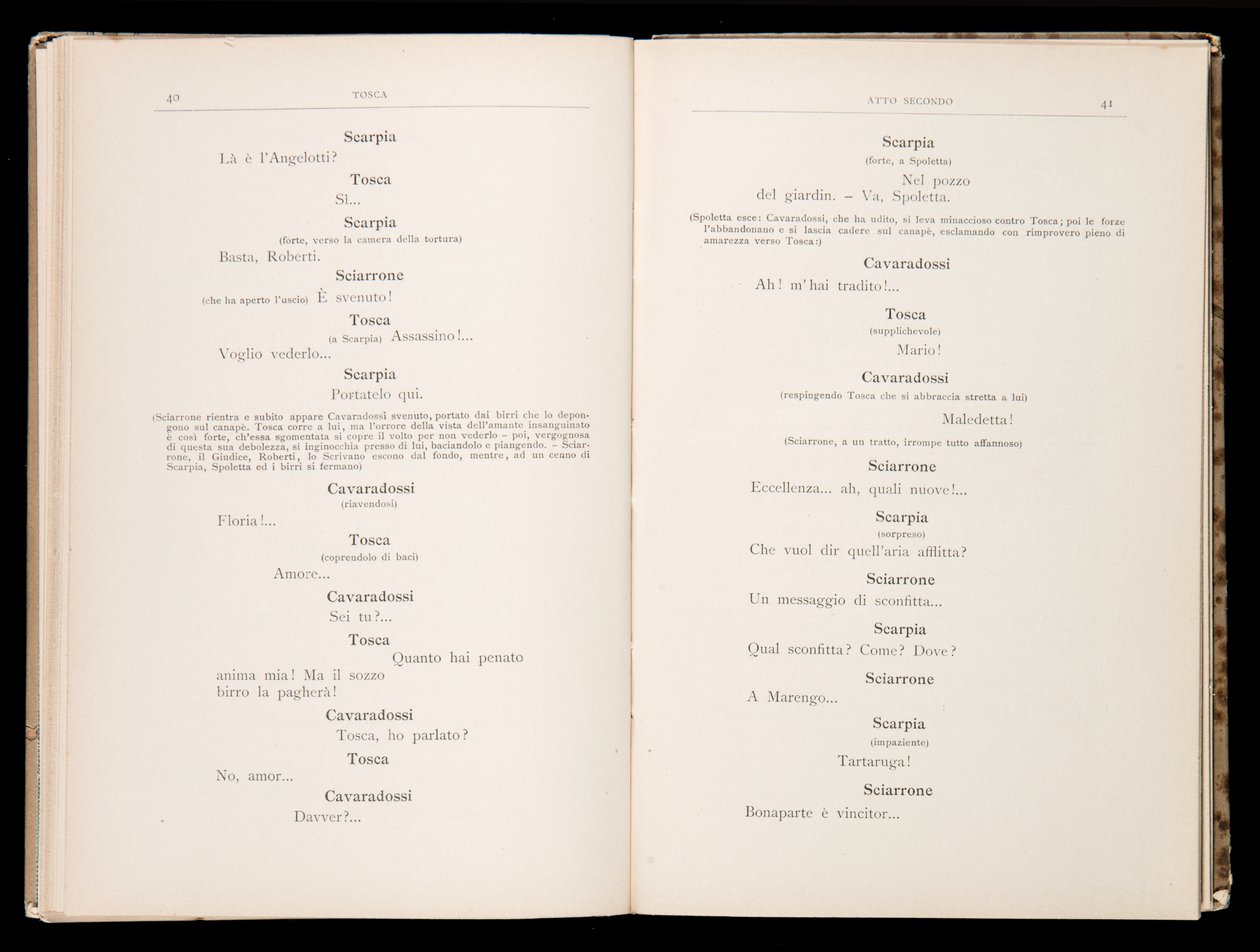 Libretto della Tosca par Giacomo Puccini, Édition Ricordi, Italie - Italian School