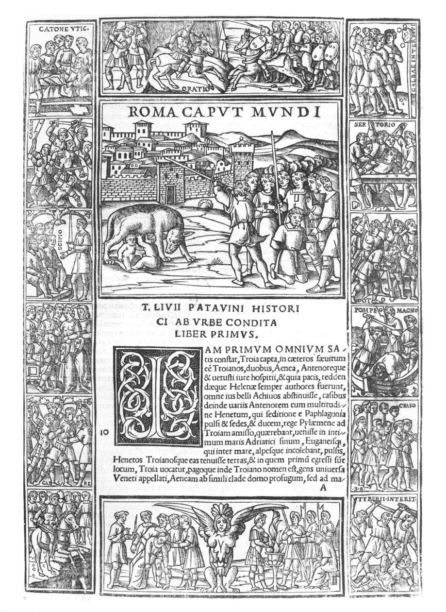 Histoire de Rome de Tite-Live, fol. 1 Roma Caput Mundi, édition publiée à Venise, 1520 - Italian School