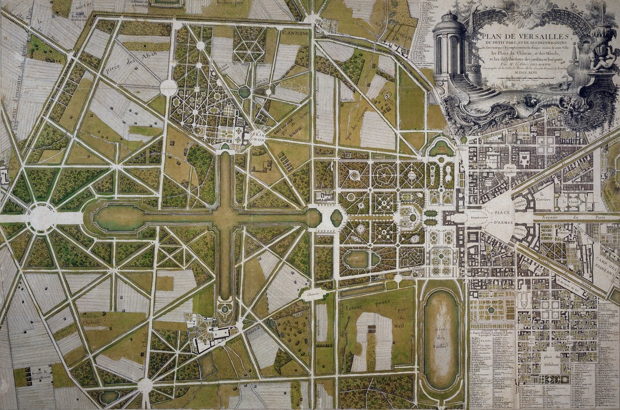 Carte de la Villa Mansi et de ses jardins à Capannori (Toscane), gravure, Italie - Italian School
