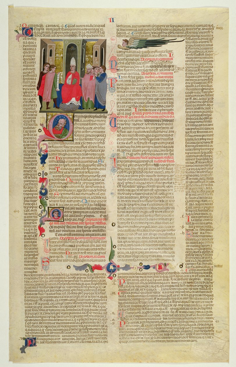 Marlay Cutting IT.3: Feuille avec miniature du Décret de Gratien montrant le cas de l