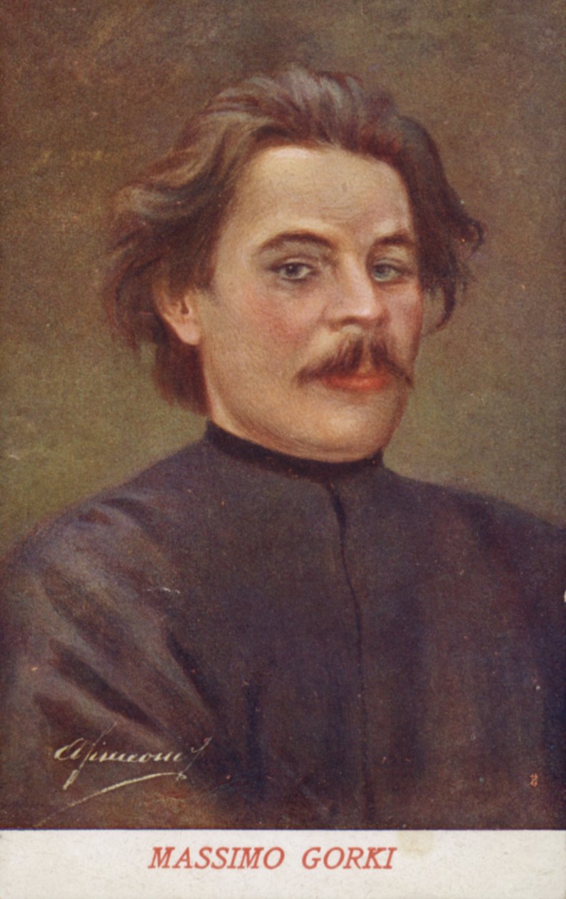 Maxime Gorki (1868-1936), écrivain et militant politique russe (lithographie couleur) - Italian School