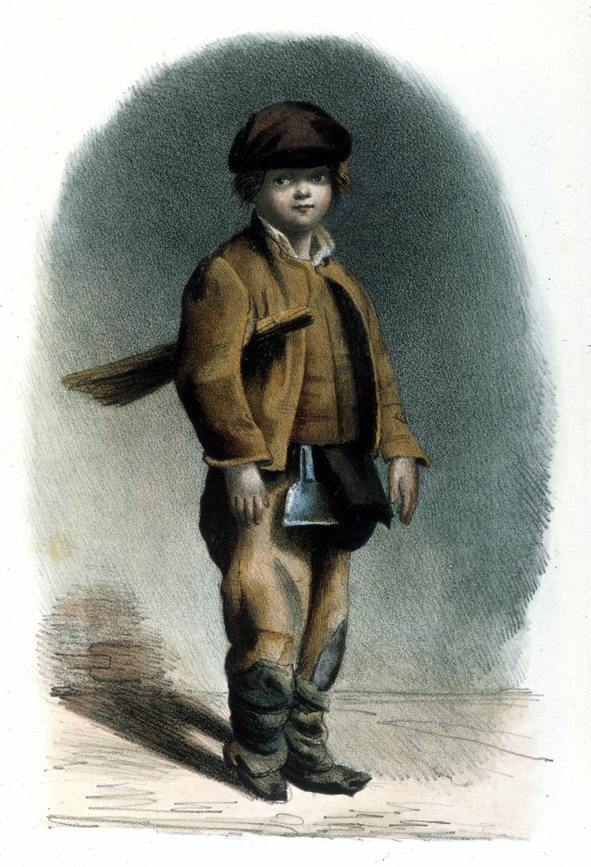 Métier milanais : un ramoneur. Gravure de Locarno, 1830 - Italian School