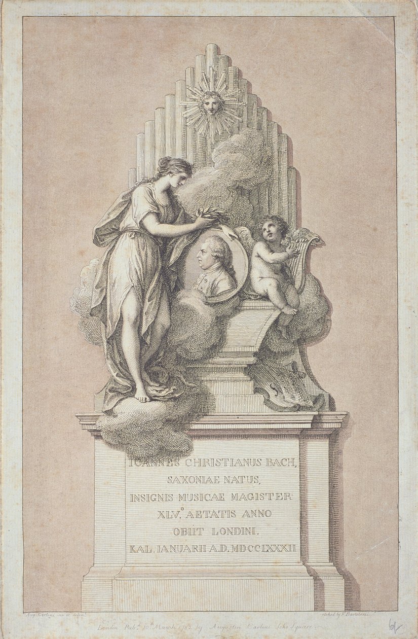 Monument à Johann Christian Bach (1735-1782) gravé par Francesco Bartolozzi (1727-1815) 1782 - Italian School